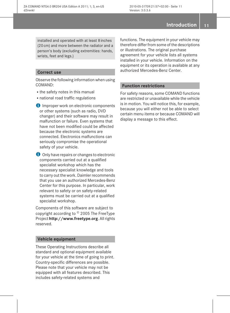 Introduction | Mercedes-Benz GLK-Class 2011 COMAND Manual User Manual | Page 13 / 190