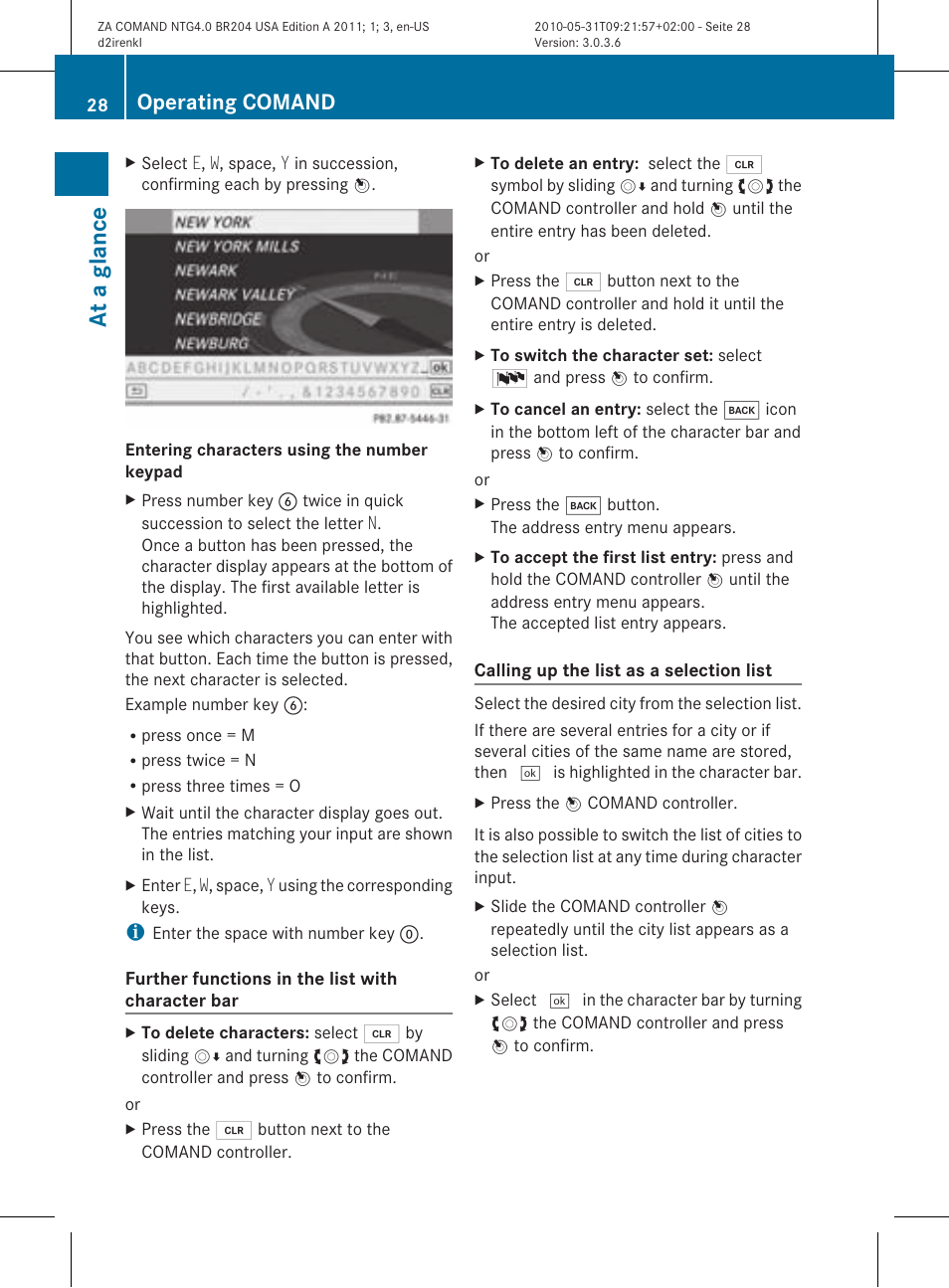 At a glance, Operating comand | Mercedes-Benz GLK-Class 2011 COMAND Manual User Manual | Page 30 / 190