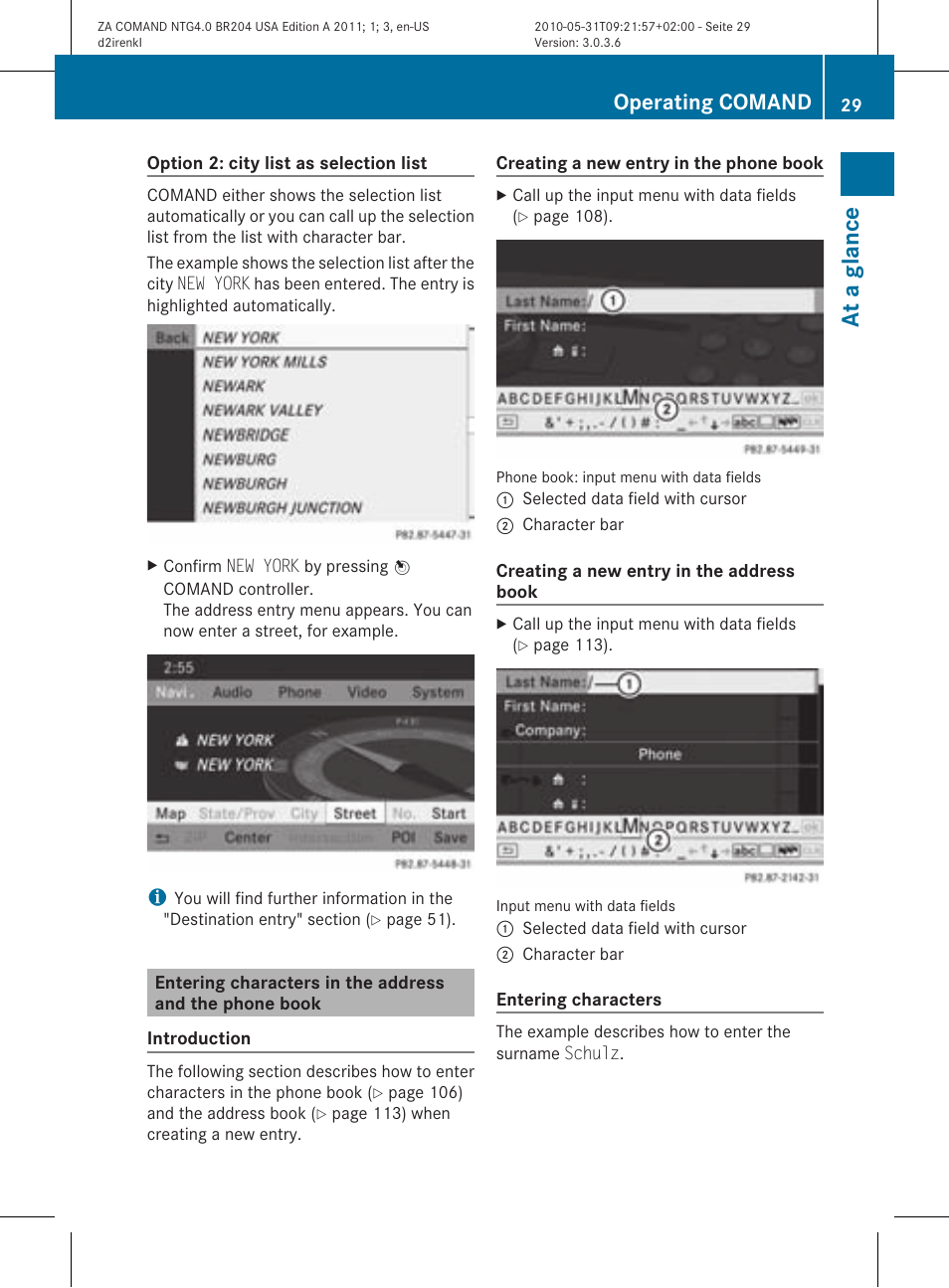 At a glance, Operating comand | Mercedes-Benz GLK-Class 2011 COMAND Manual User Manual | Page 31 / 190