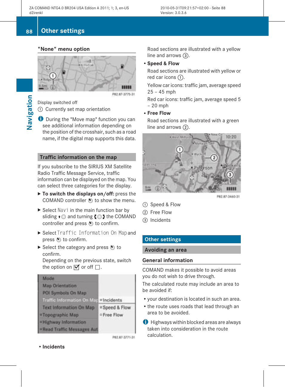 Na vigat ion, Other settings | Mercedes-Benz GLK-Class 2011 COMAND Manual User Manual | Page 90 / 190