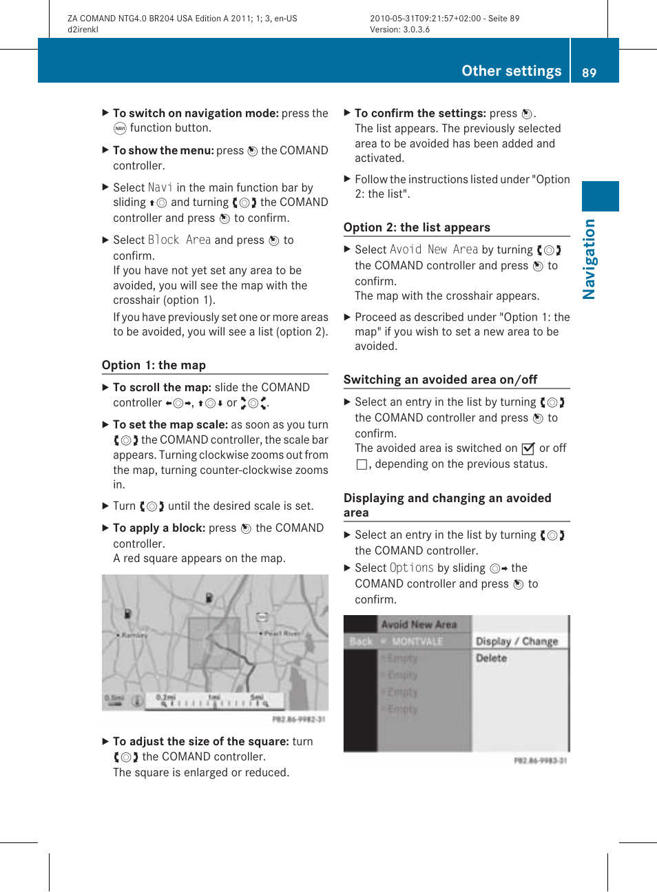 Na vigation, Other settings | Mercedes-Benz GLK-Class 2011 COMAND Manual User Manual | Page 91 / 190