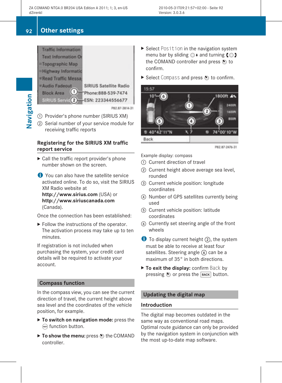 Na vigation, Other settings | Mercedes-Benz GLK-Class 2011 COMAND Manual User Manual | Page 94 / 190