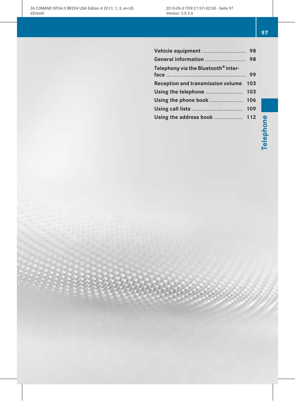 Telephone | Mercedes-Benz GLK-Class 2011 COMAND Manual User Manual | Page 99 / 190