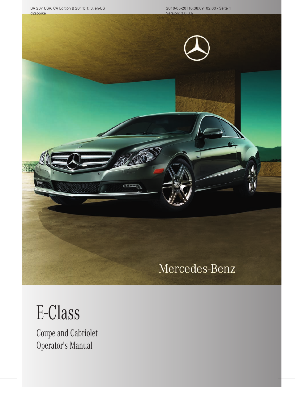Mercedes-Benz E-Coupe 2011 Owners Manual User Manual | 344 pages
