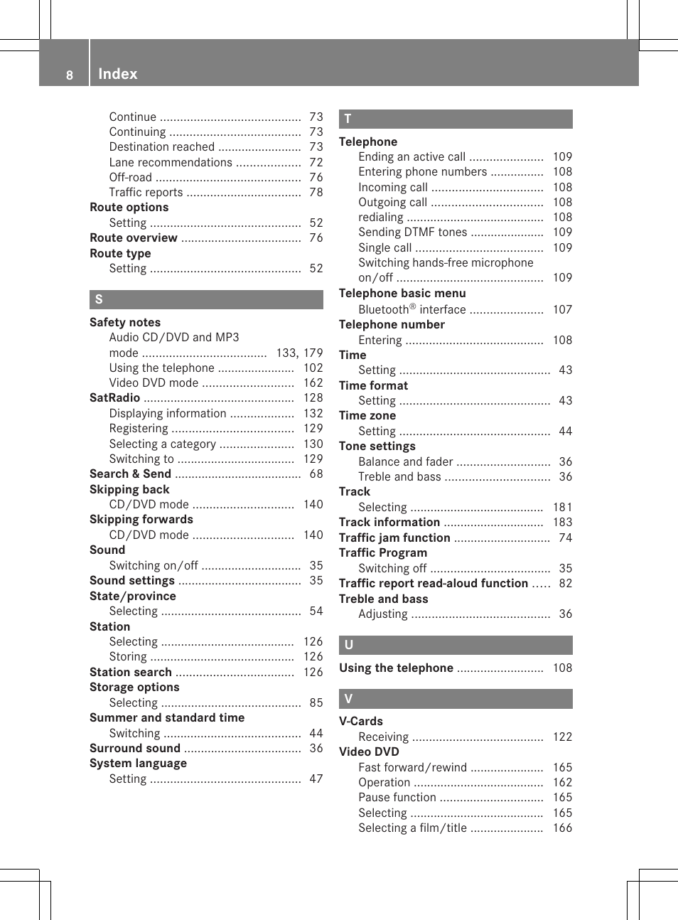 Index | Mercedes-Benz E-Coupe 2011 COMAND Manual User Manual | Page 10 / 194
