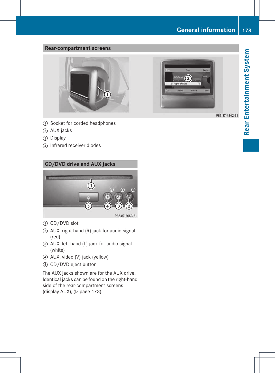 Rear entert ainment system, General information | Mercedes-Benz E-Coupe 2011 COMAND Manual User Manual | Page 175 / 194