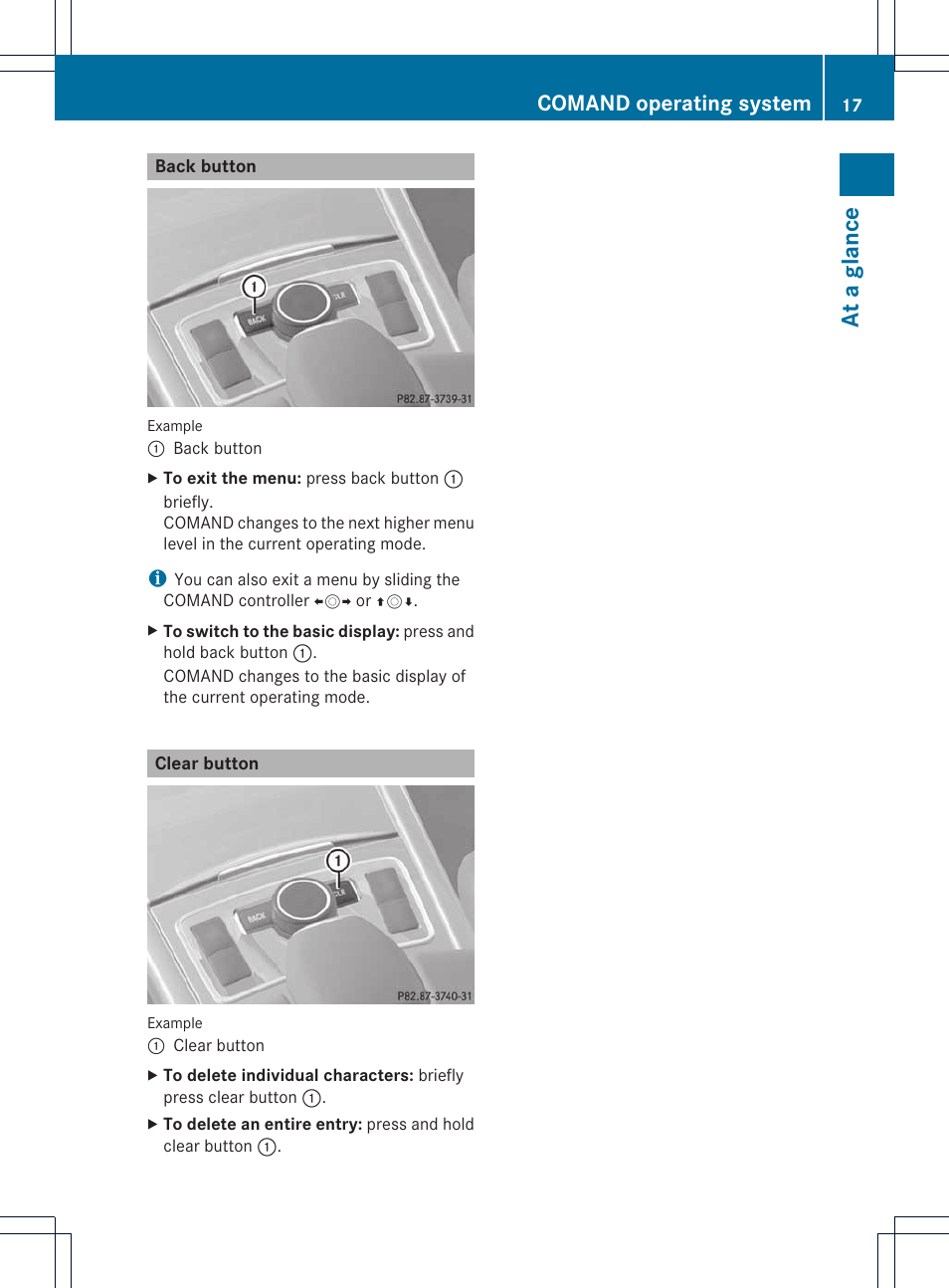 At a glance, Comand operating system | Mercedes-Benz E-Coupe 2011 COMAND Manual User Manual | Page 19 / 194