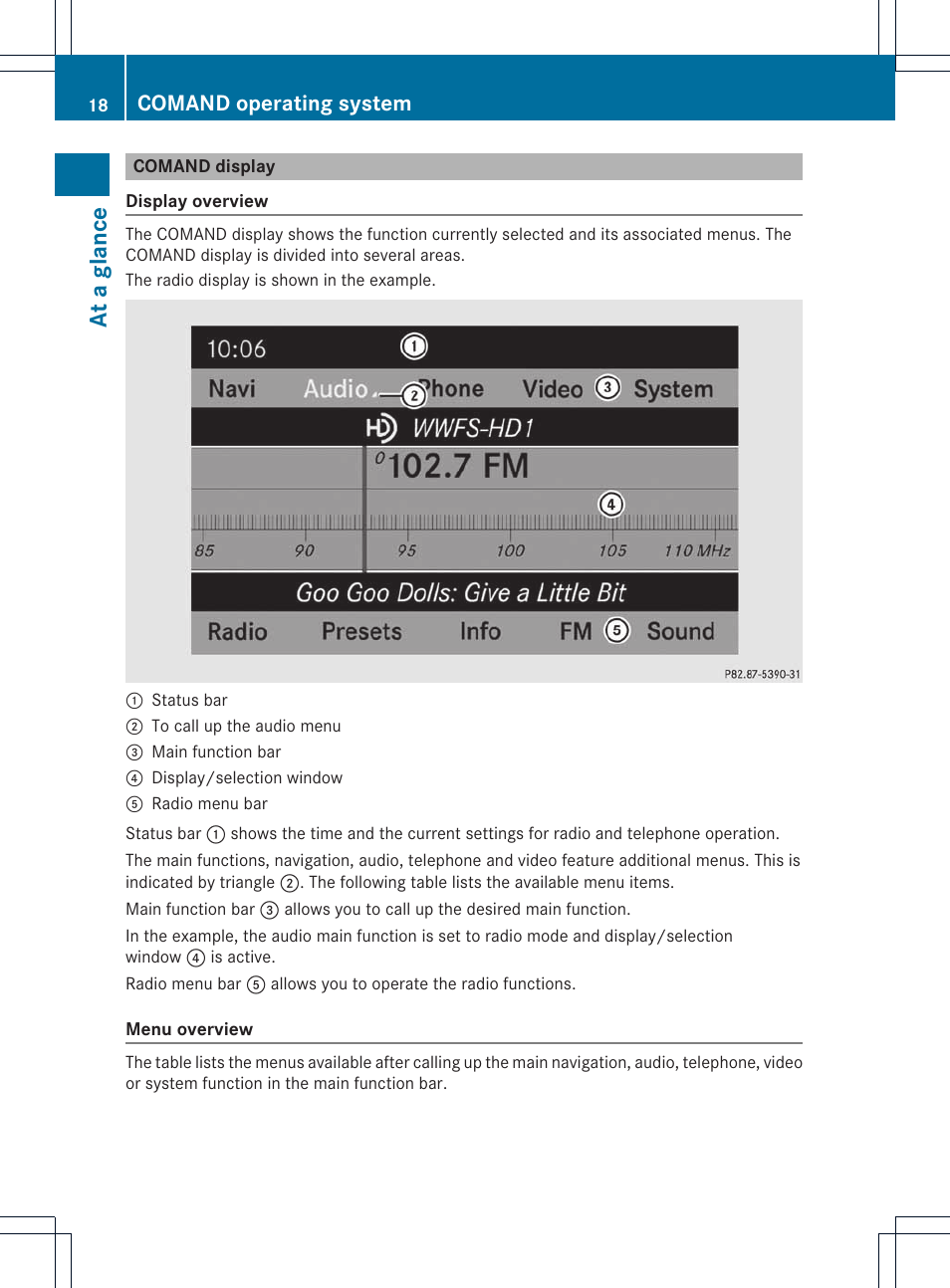 At a glance, Comand operating system | Mercedes-Benz E-Coupe 2011 COMAND Manual User Manual | Page 20 / 194