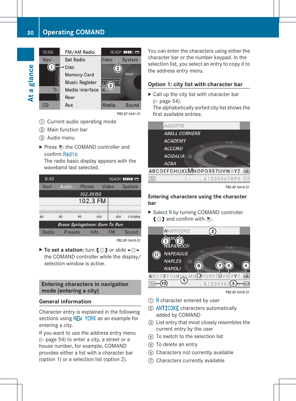 At a glan ce, Operating comand | Mercedes-Benz E-Coupe 2011 COMAND Manual User Manual | Page 32 / 194