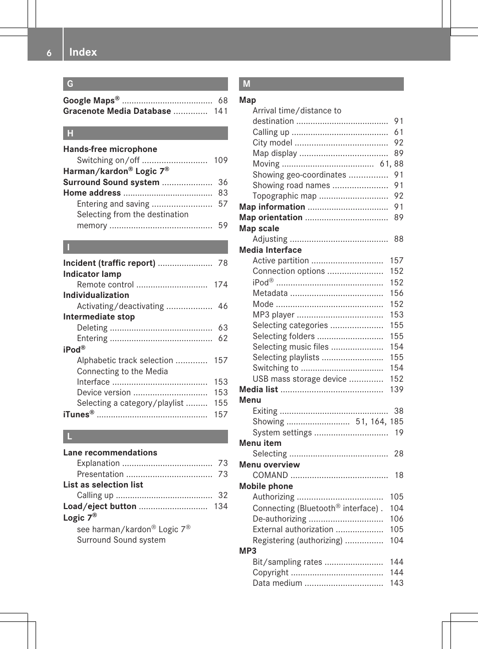 Index | Mercedes-Benz E-Coupe 2011 COMAND Manual User Manual | Page 8 / 194