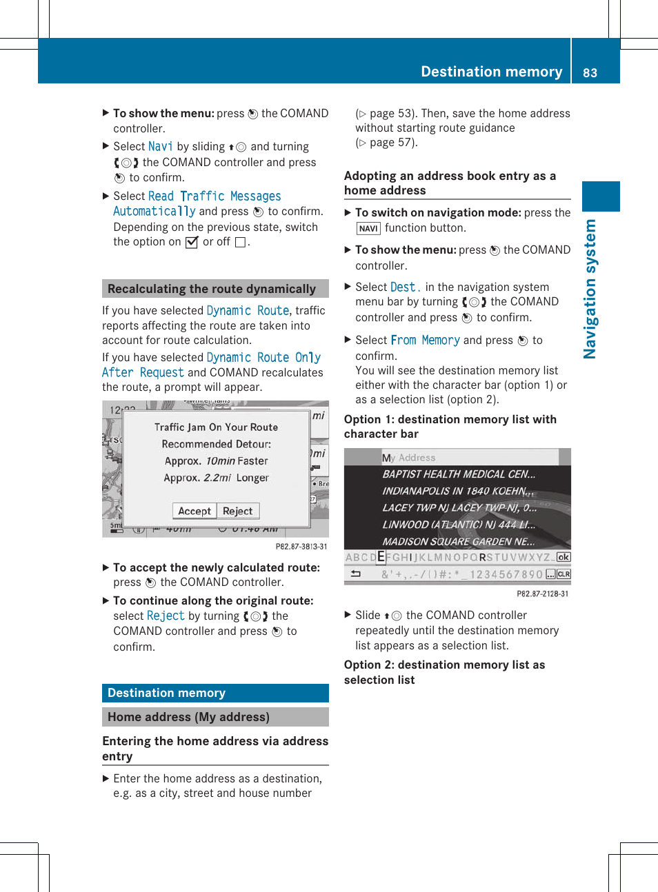 Na vigat ion syst em | Mercedes-Benz E-Coupe 2011 COMAND Manual User Manual | Page 85 / 194