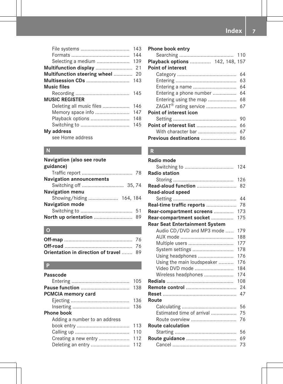 Index | Mercedes-Benz E-Coupe 2011 COMAND Manual User Manual | Page 9 / 194