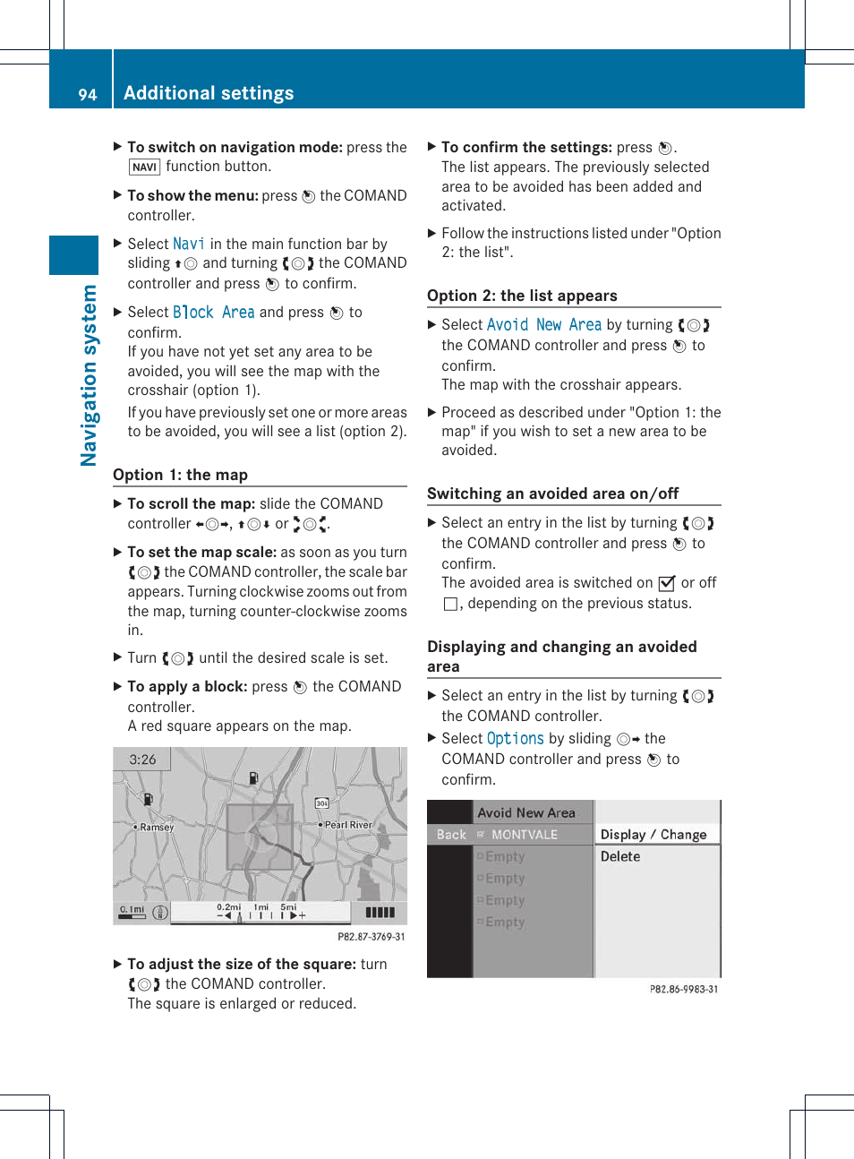 Na vigation system, Additional settings | Mercedes-Benz E-Coupe 2011 COMAND Manual User Manual | Page 96 / 194