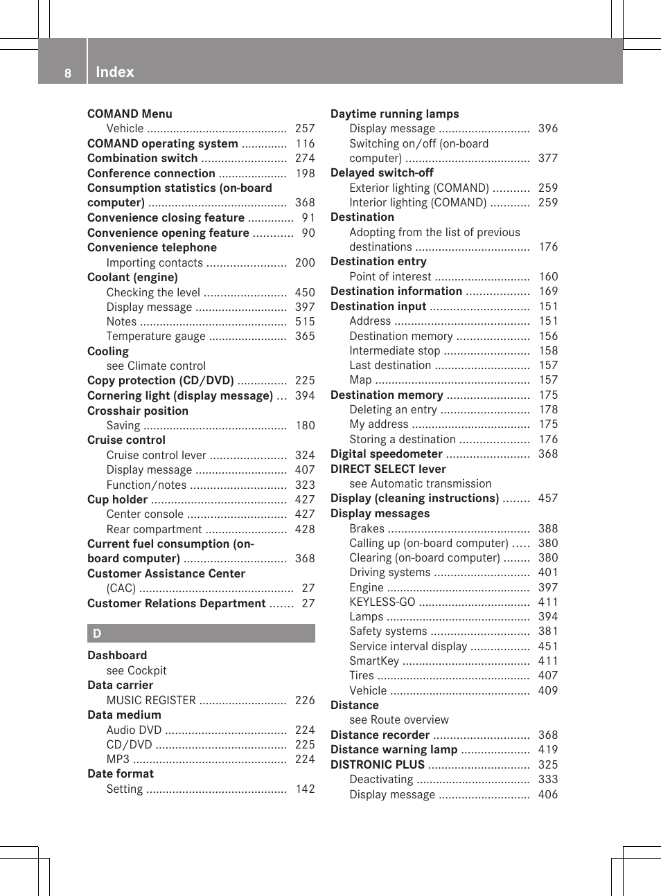 Index | Mercedes-Benz S-Class 2011 User Manual | Page 10 / 524