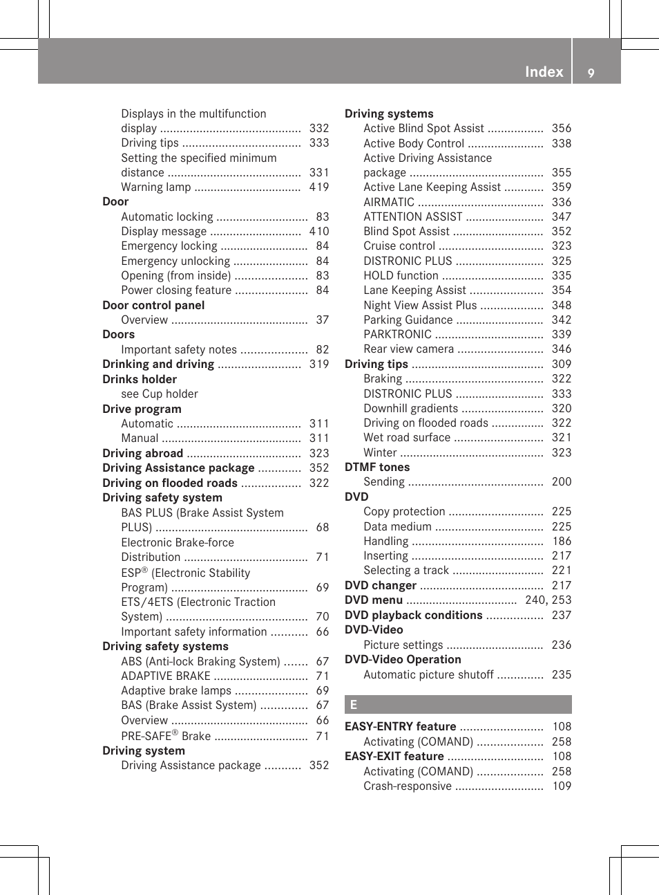 Index | Mercedes-Benz S-Class 2011 User Manual | Page 11 / 524
