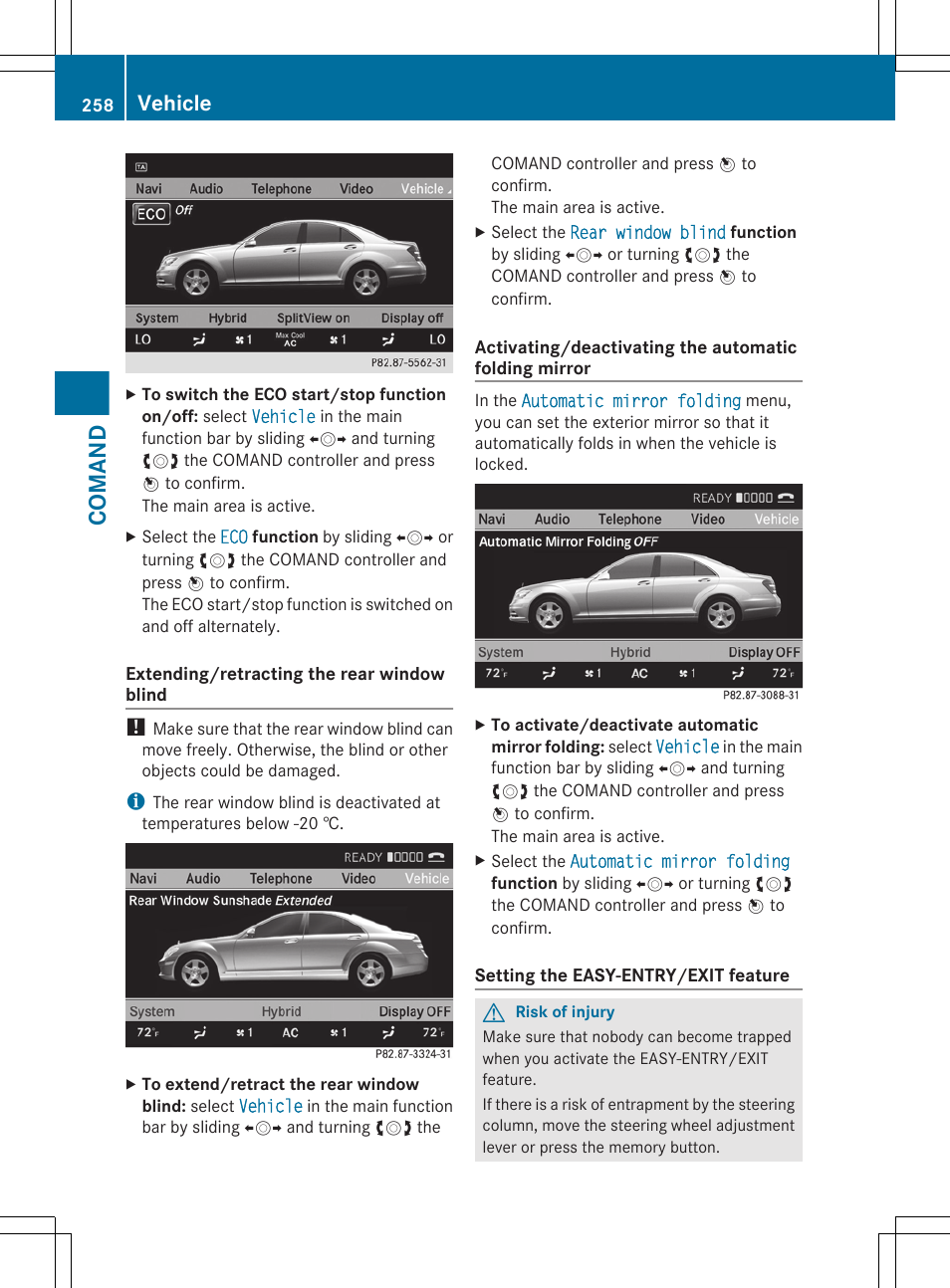 Is activated in comand, Comand, Vehicle | Mercedes-Benz S-Class 2011 User Manual | Page 260 / 524