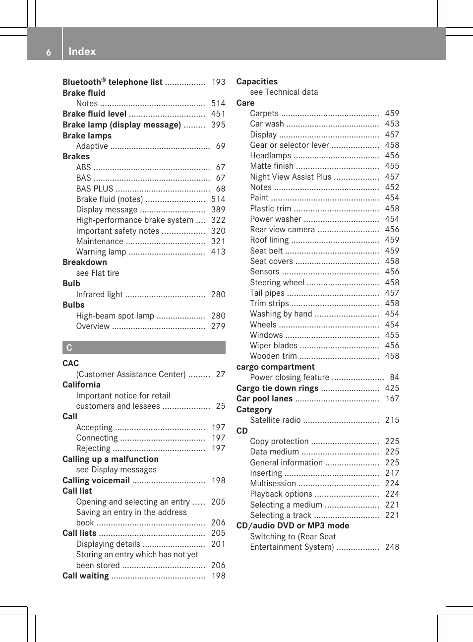 Index | Mercedes-Benz S-Class 2011 User Manual | Page 8 / 524