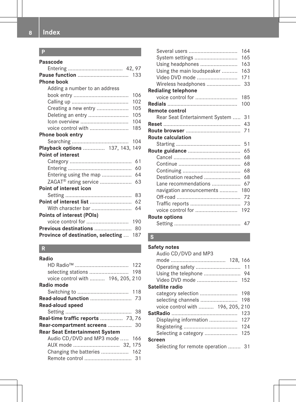 Index | Mercedes-Benz CLS-Class 2011 COMAND Manual User Manual | Page 10 / 214
