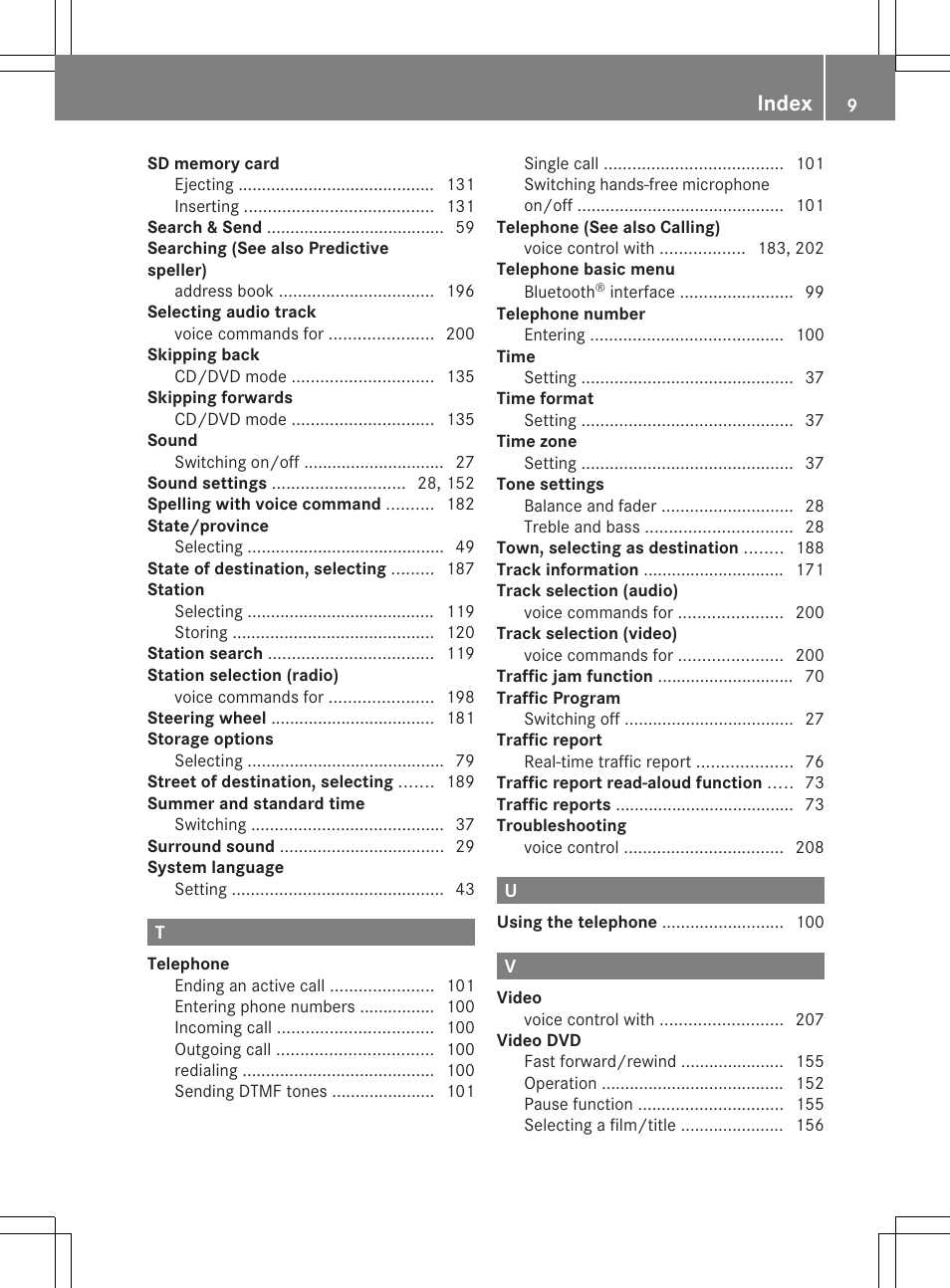 Index | Mercedes-Benz CLS-Class 2011 COMAND Manual User Manual | Page 11 / 214