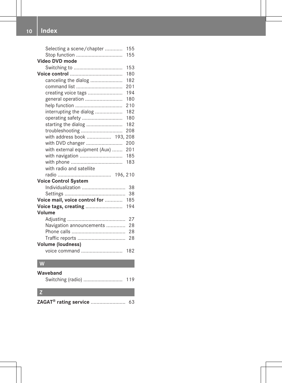Index | Mercedes-Benz CLS-Class 2011 COMAND Manual User Manual | Page 12 / 214