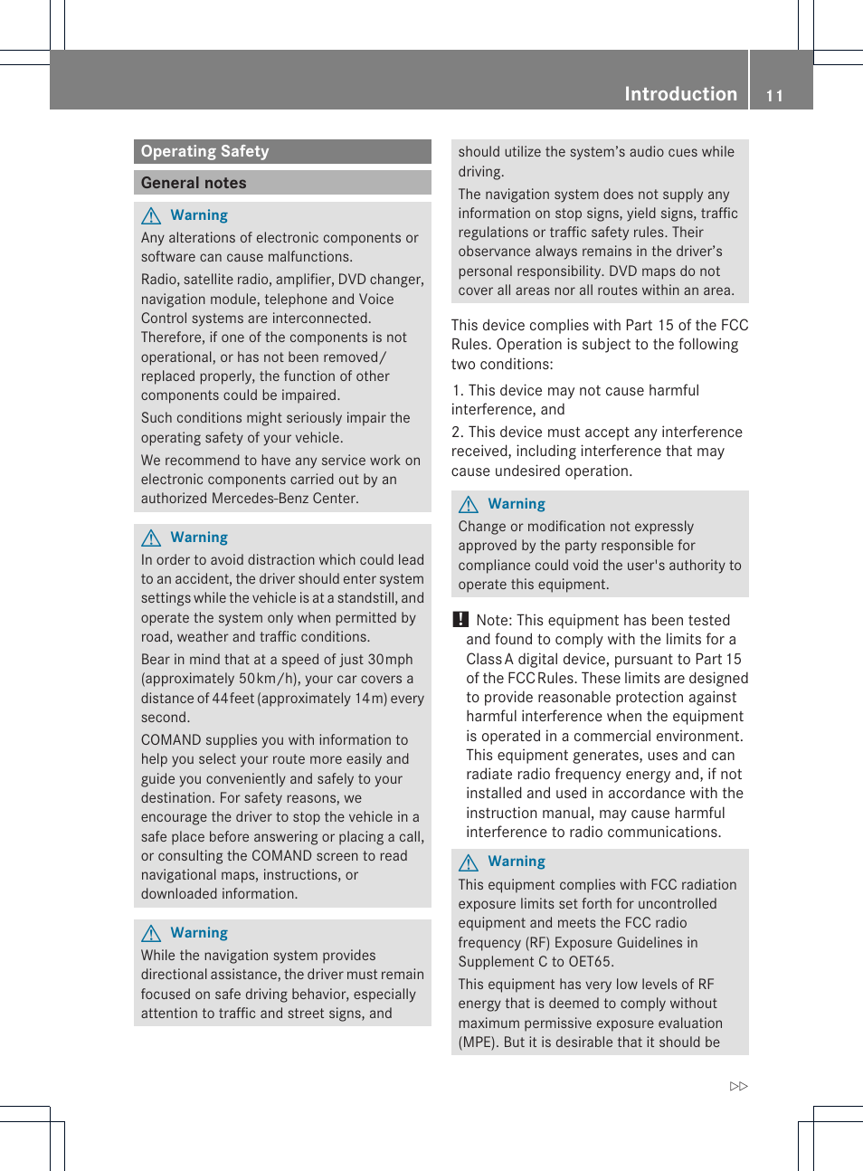 Introduction | Mercedes-Benz CLS-Class 2011 COMAND Manual User Manual | Page 13 / 214