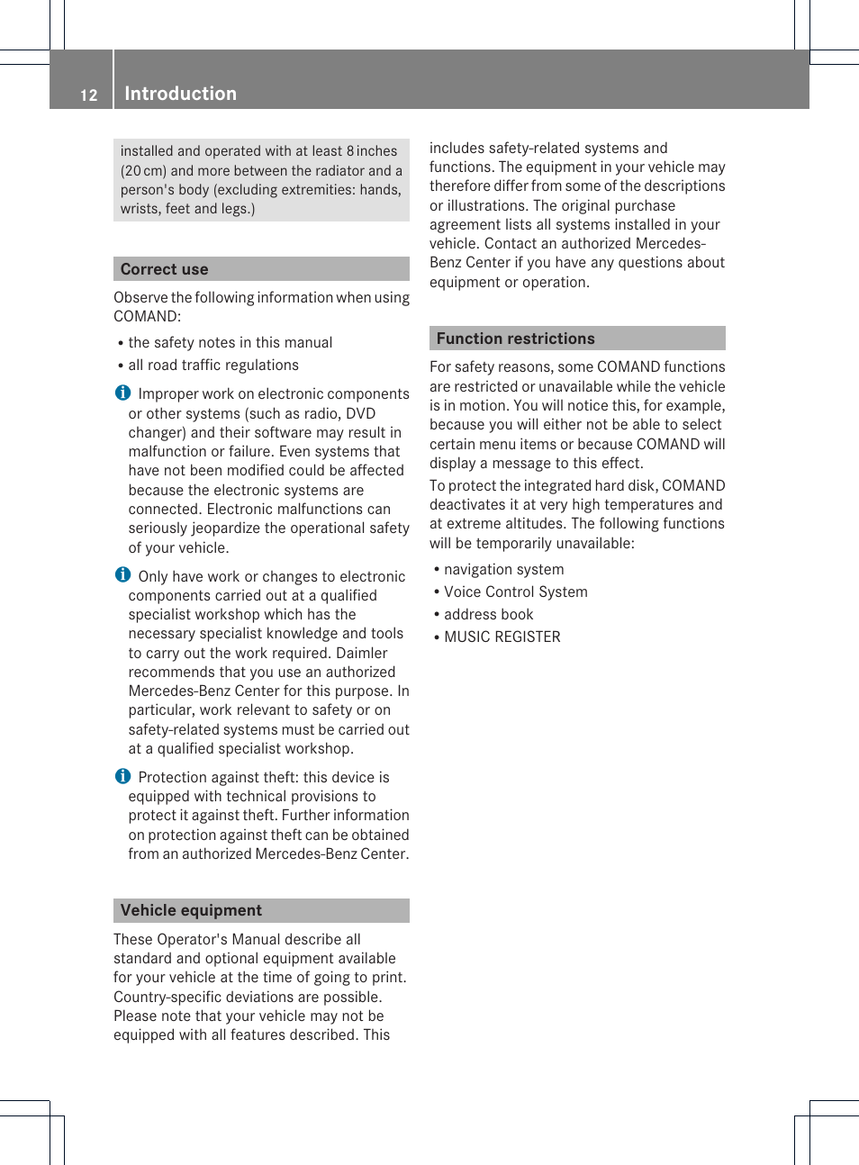 Introduction | Mercedes-Benz CLS-Class 2011 COMAND Manual User Manual | Page 14 / 214