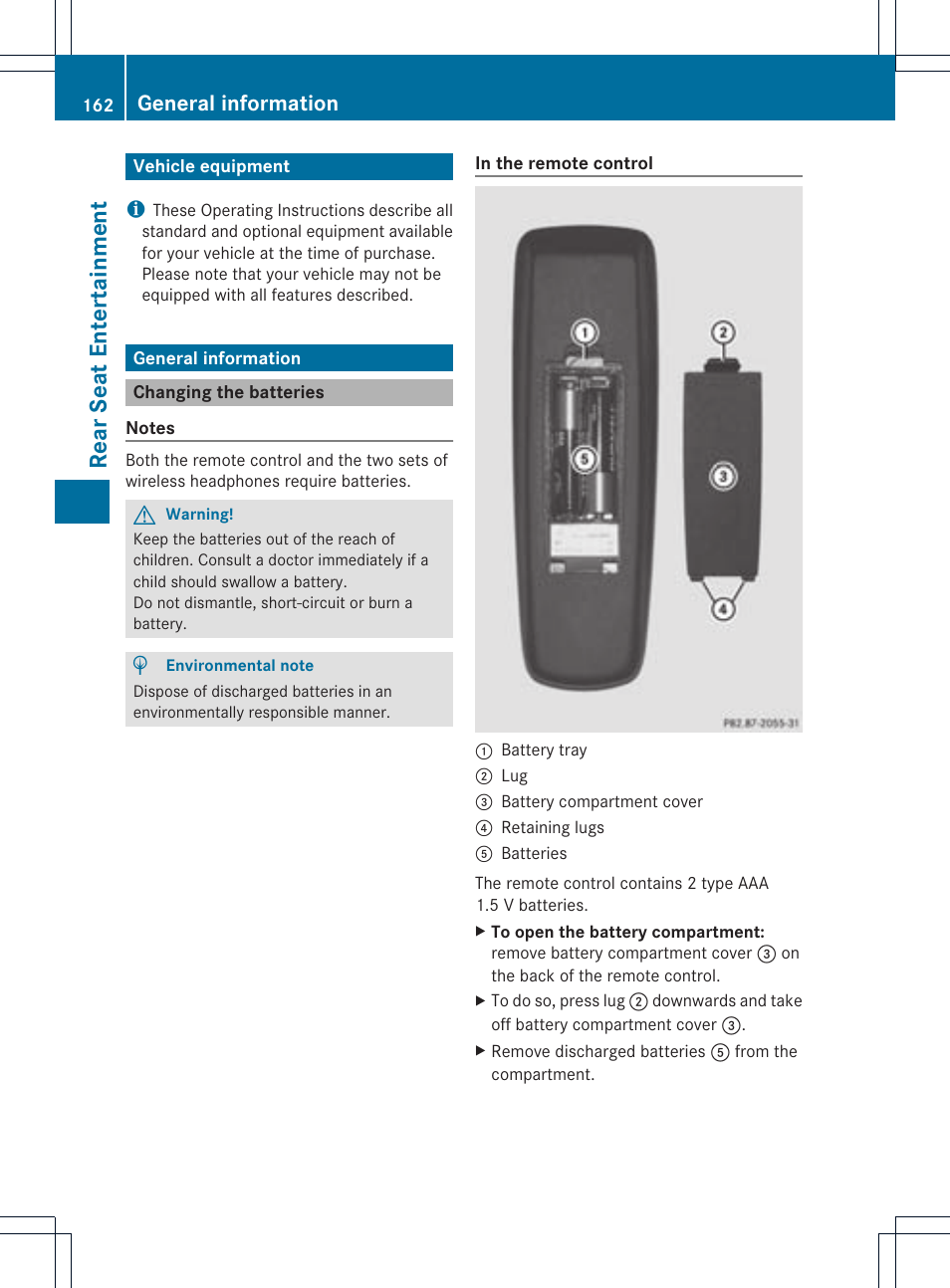 Rear seat entert ainment, General information | Mercedes-Benz CLS-Class 2011 COMAND Manual User Manual | Page 164 / 214