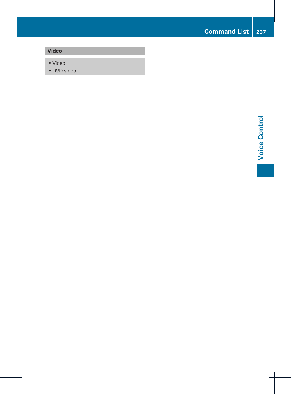 Voi ce co ntro l | Mercedes-Benz CLS-Class 2011 COMAND Manual User Manual | Page 209 / 214