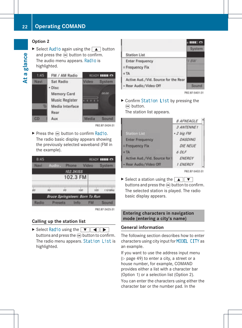 At a glance, Operating comand | Mercedes-Benz CLS-Class 2011 COMAND Manual User Manual | Page 24 / 214