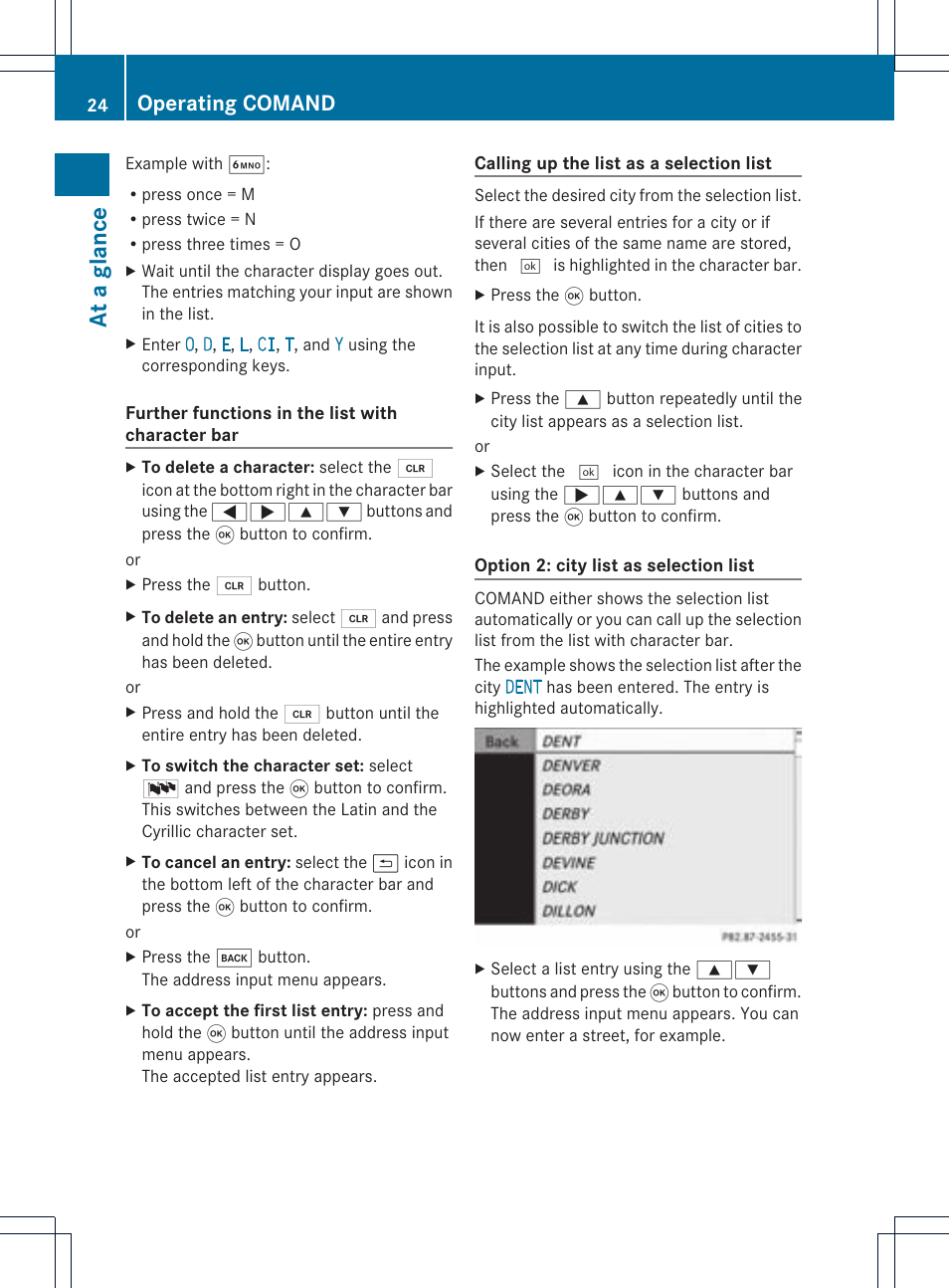 At a glance, Operating comand | Mercedes-Benz CLS-Class 2011 COMAND Manual User Manual | Page 26 / 214