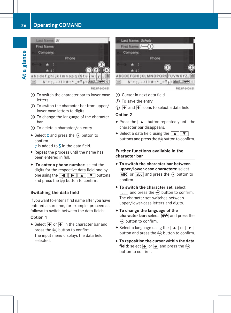 At a glance, Operating comand | Mercedes-Benz CLS-Class 2011 COMAND Manual User Manual | Page 28 / 214