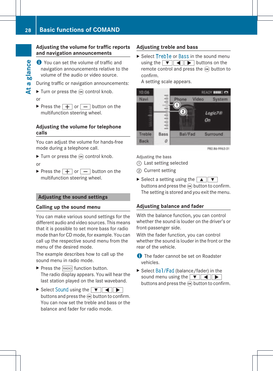 At a glance, Basic functions of comand | Mercedes-Benz CLS-Class 2011 COMAND Manual User Manual | Page 30 / 214