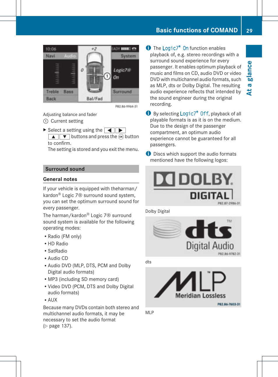 At a glance, Basic functions of comand | Mercedes-Benz CLS-Class 2011 COMAND Manual User Manual | Page 31 / 214