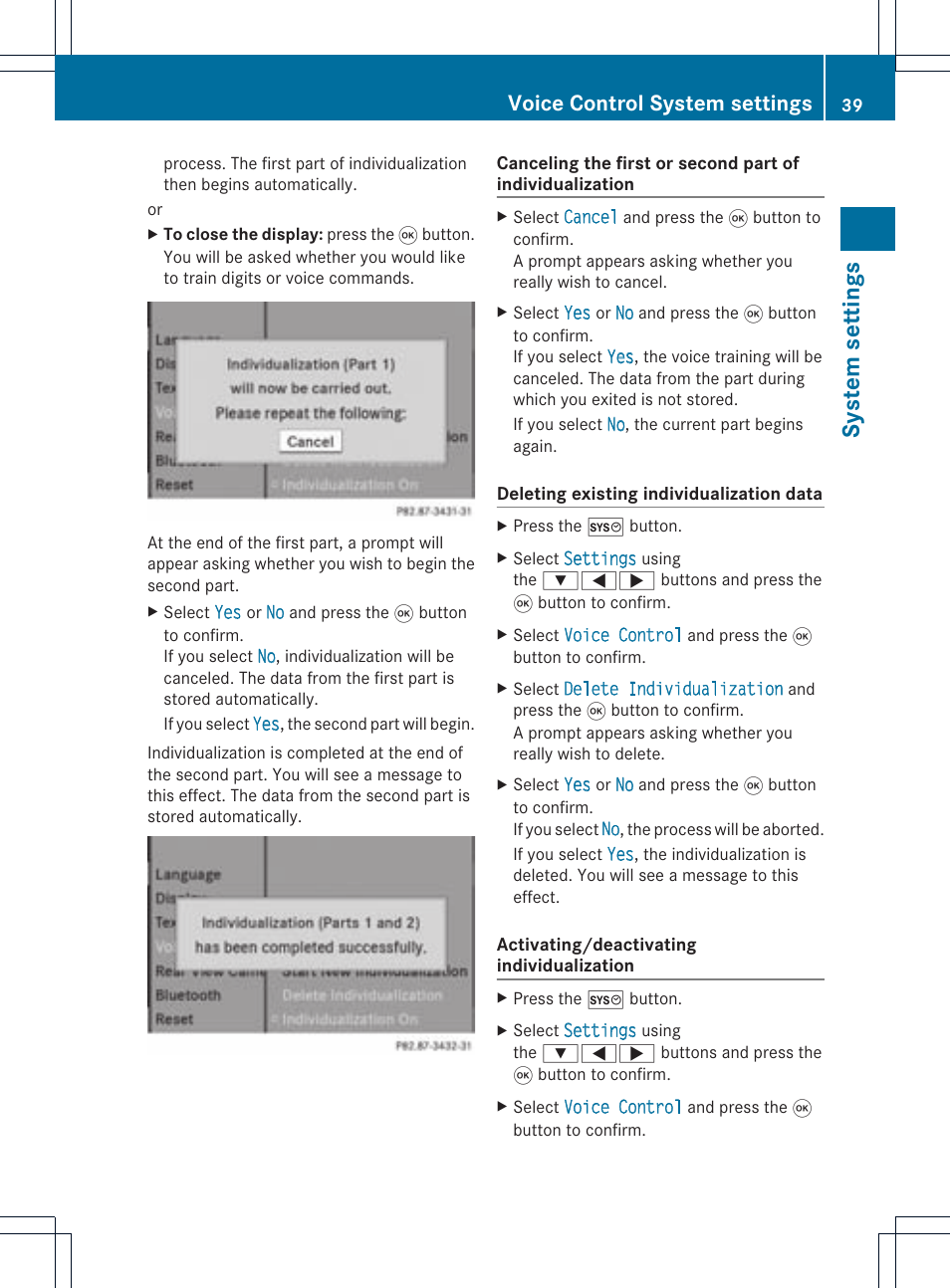 System settings, Voice control system settings | Mercedes-Benz CLS-Class 2011 COMAND Manual User Manual | Page 41 / 214