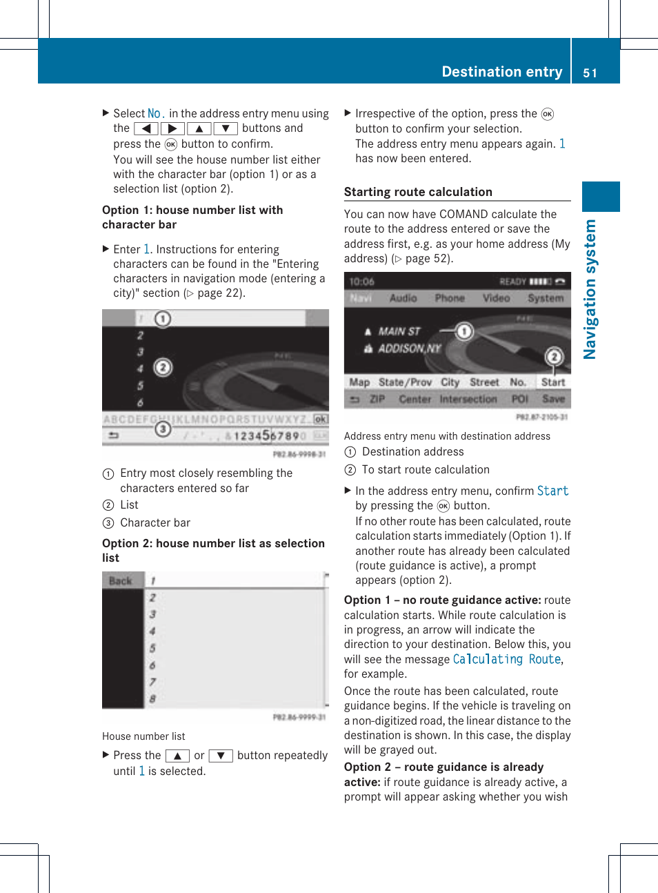 Navigat ion system, Destination entry | Mercedes-Benz CLS-Class 2011 COMAND Manual User Manual | Page 53 / 214