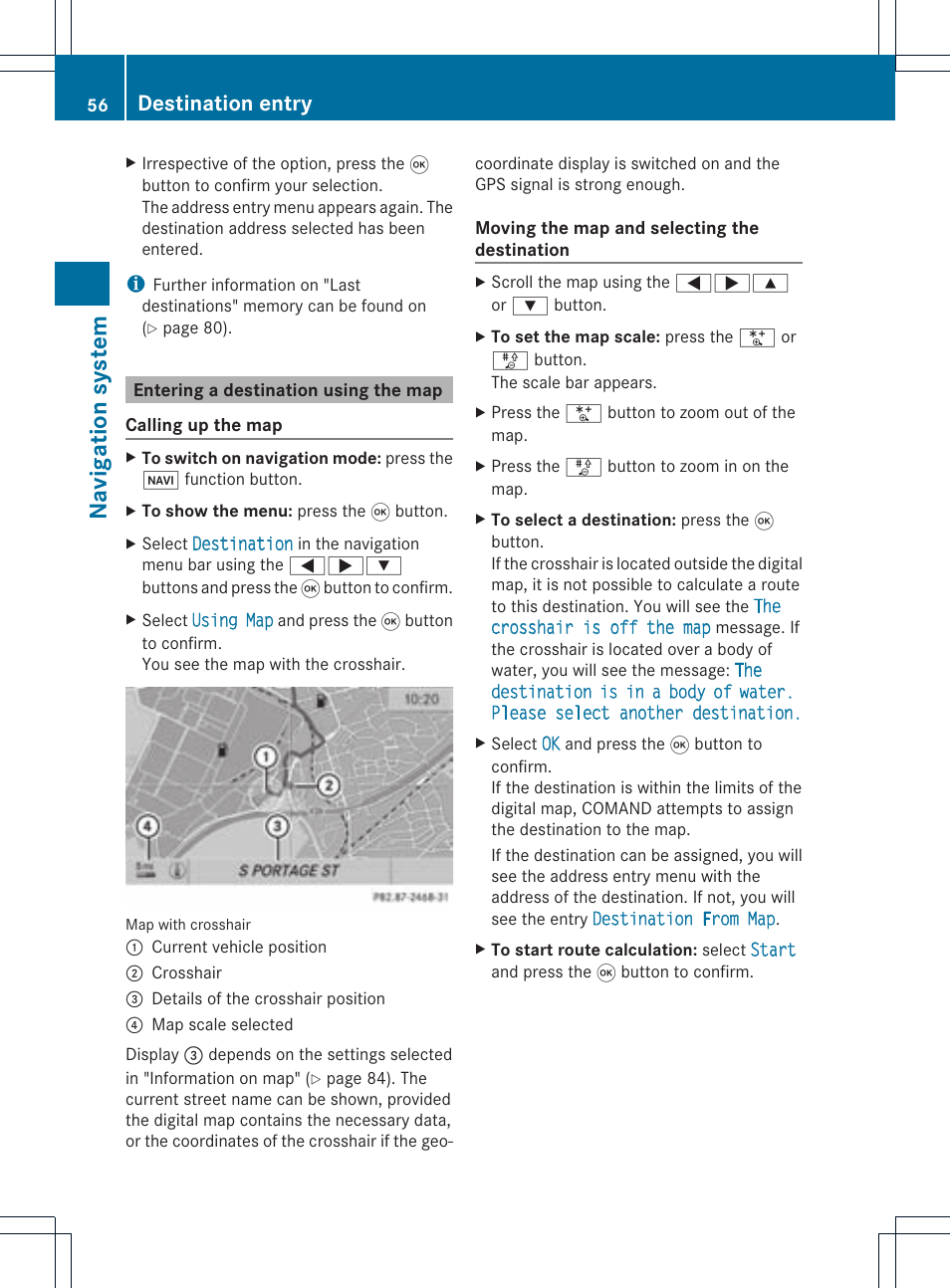 Na vigation system, Destination entry | Mercedes-Benz CLS-Class 2011 COMAND Manual User Manual | Page 58 / 214