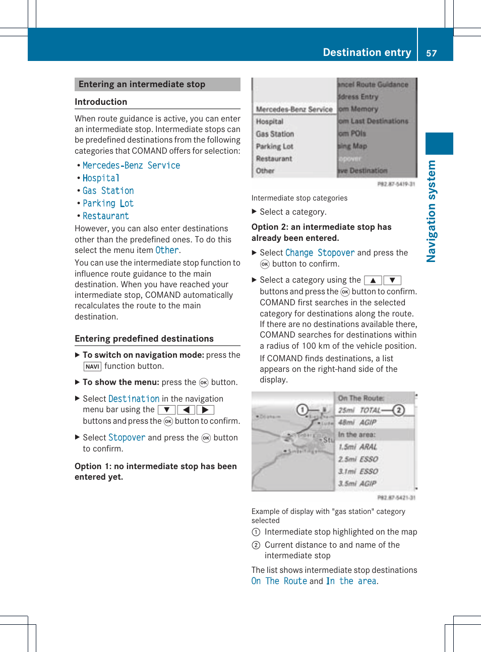 Na vigation system, Destination entry | Mercedes-Benz CLS-Class 2011 COMAND Manual User Manual | Page 59 / 214