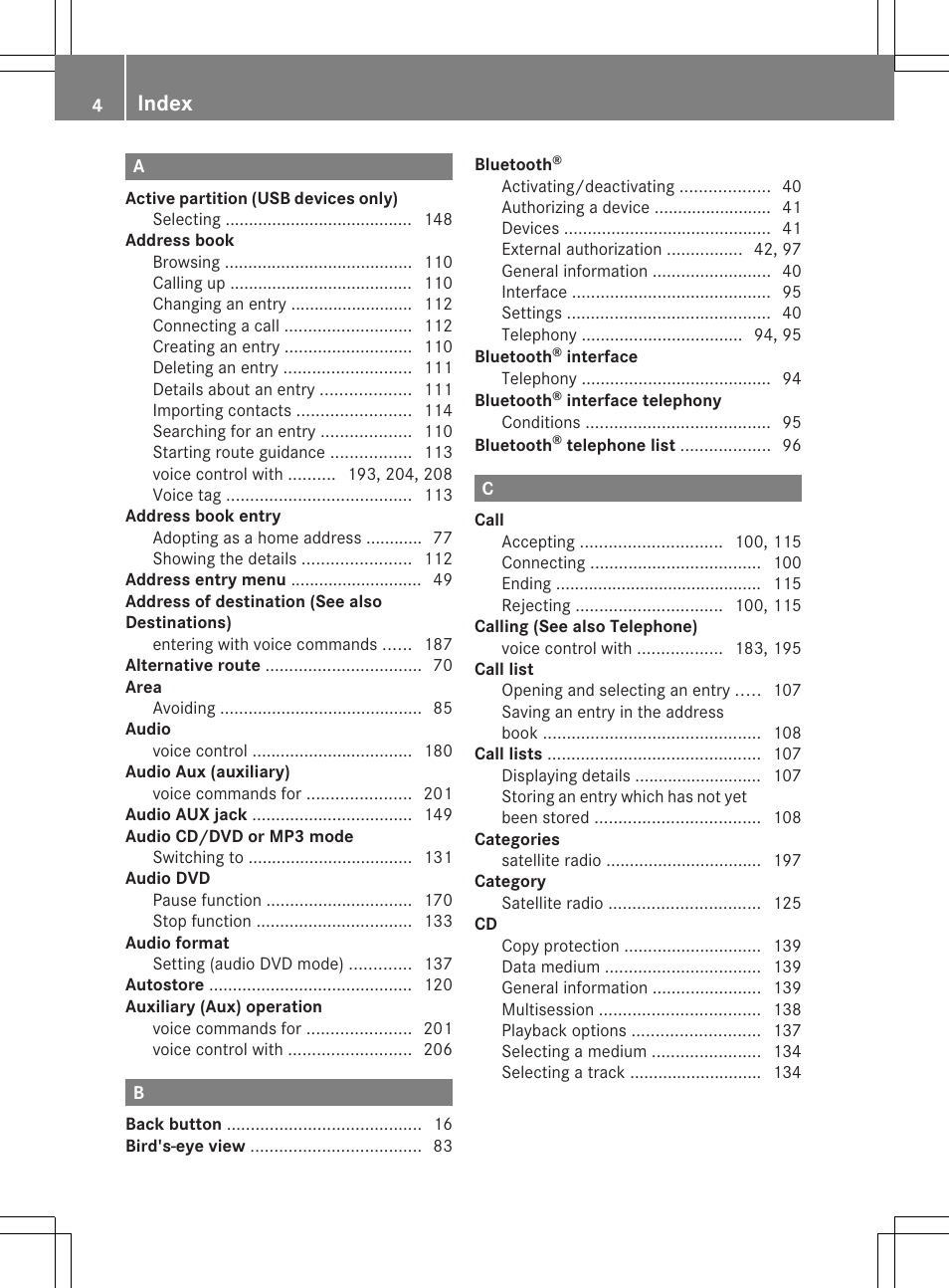 Index | Mercedes-Benz CLS-Class 2011 COMAND Manual User Manual | Page 6 / 214