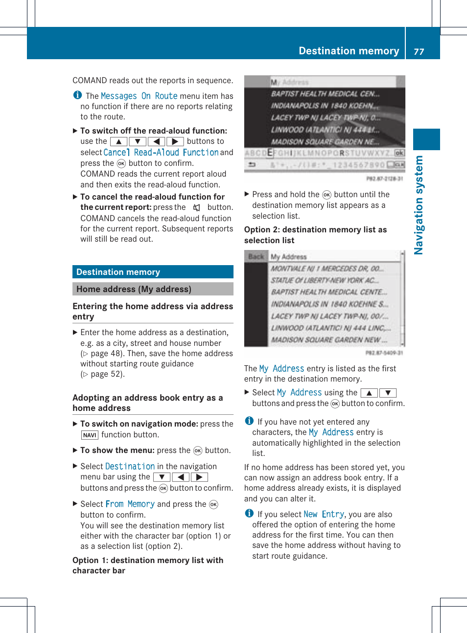 Na vigation system | Mercedes-Benz CLS-Class 2011 COMAND Manual User Manual | Page 79 / 214