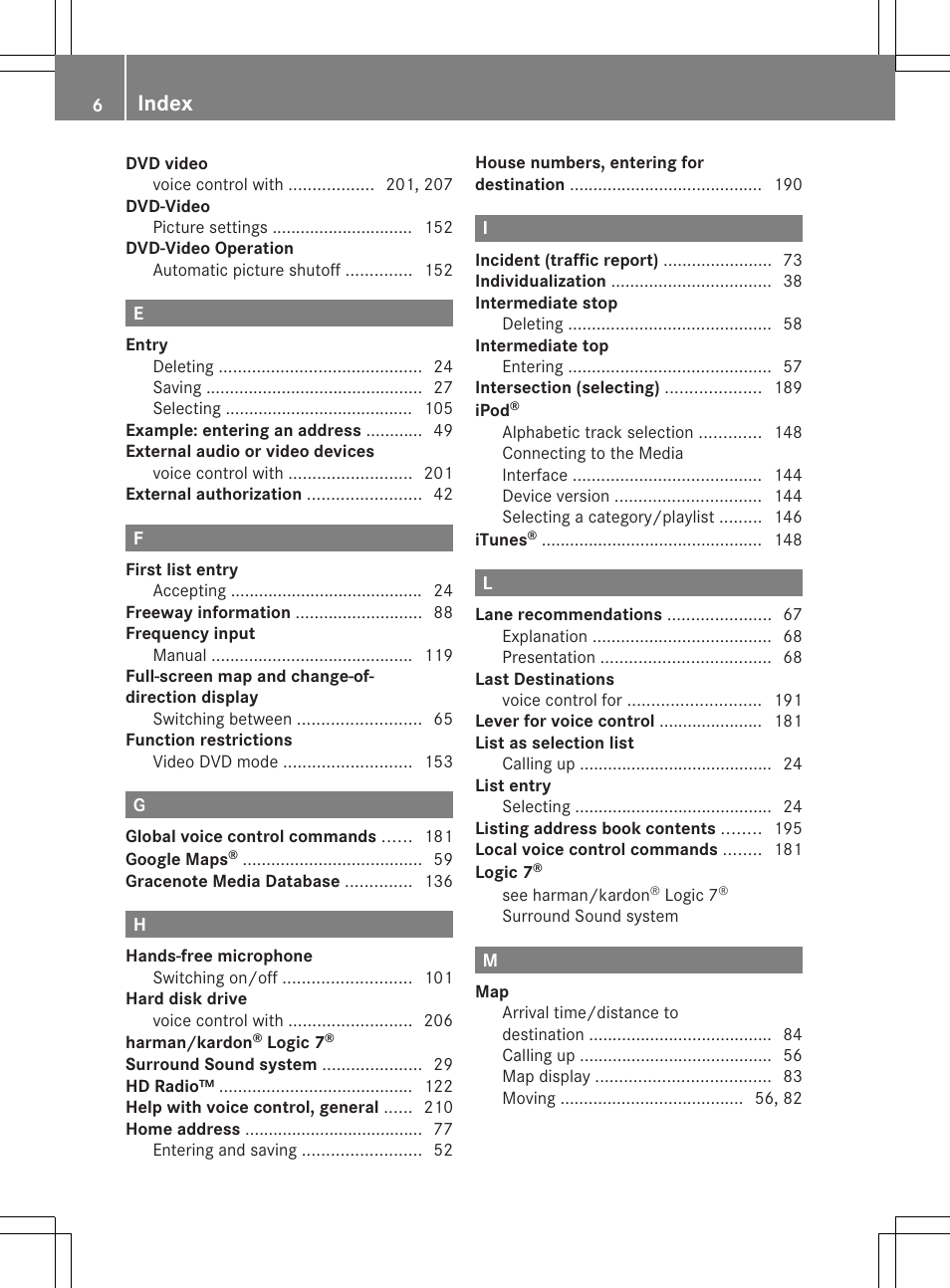 Index | Mercedes-Benz CLS-Class 2011 COMAND Manual User Manual | Page 8 / 214