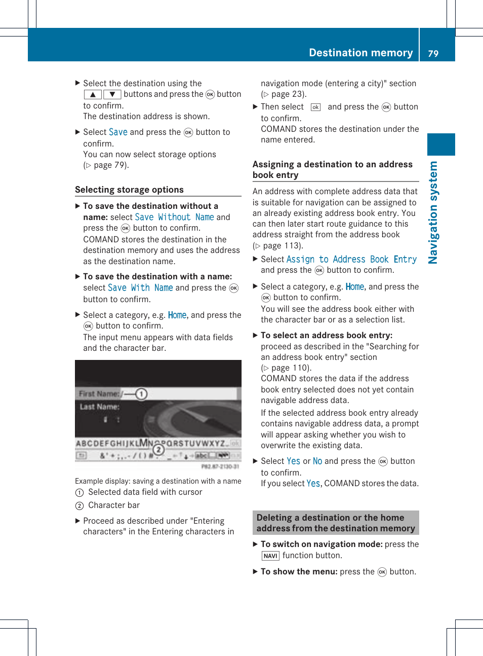 Na viga tion syst em | Mercedes-Benz CLS-Class 2011 COMAND Manual User Manual | Page 81 / 214