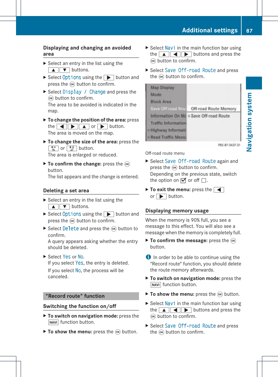 Na vigation system, Additional settings | Mercedes-Benz CLS-Class 2011 COMAND Manual User Manual | Page 89 / 214