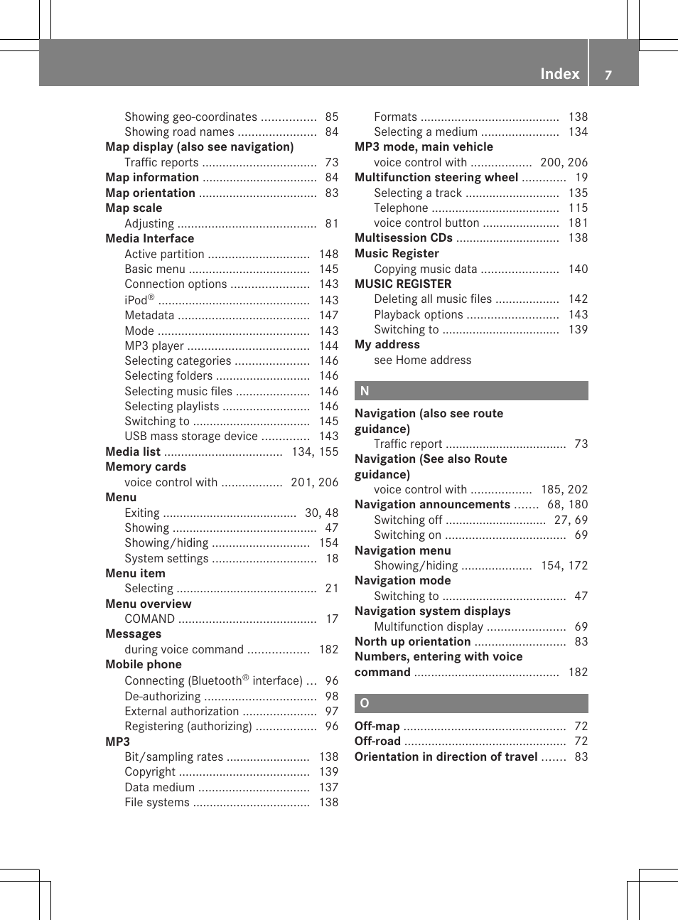 Index | Mercedes-Benz CLS-Class 2011 COMAND Manual User Manual | Page 9 / 214