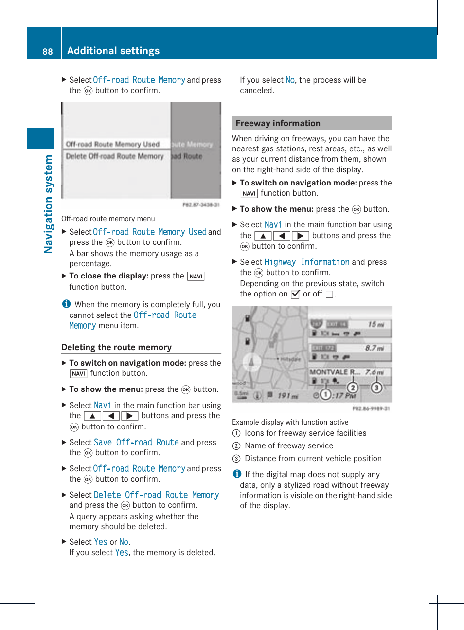 Navigatio n system, Additional settings | Mercedes-Benz CLS-Class 2011 COMAND Manual User Manual | Page 90 / 214