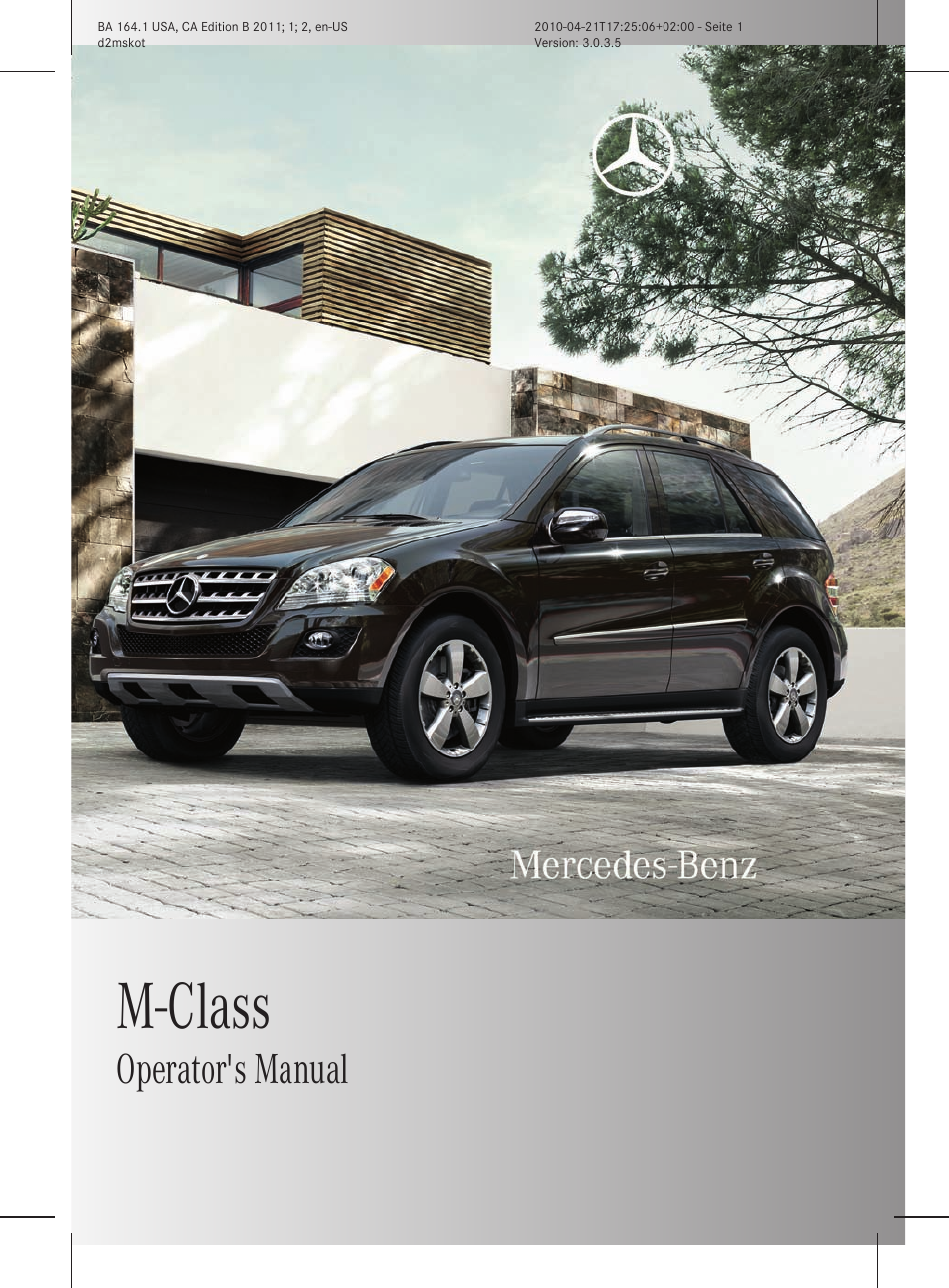 Mercedes-Benz M-Class 2011 Owners Manual User Manual | 372 pages