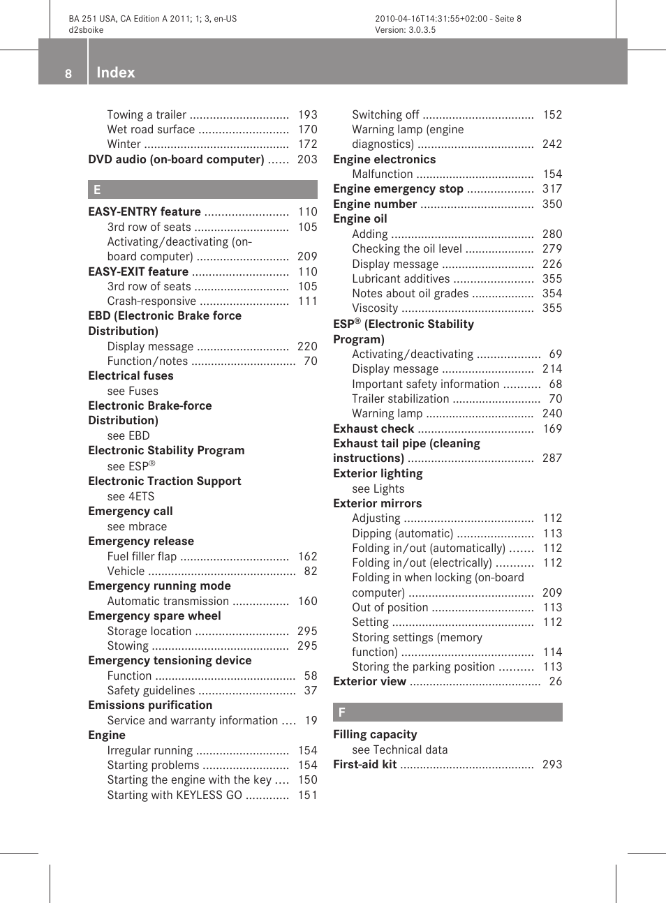 Index | Mercedes-Benz G-Class 2011 Owners Manual User Manual | Page 10 / 364