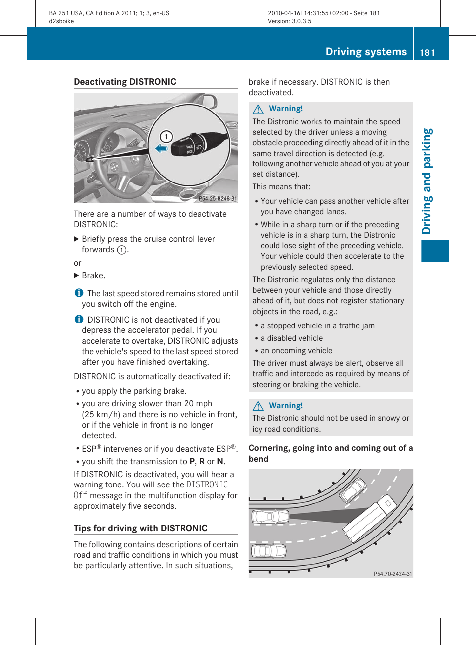 Driving and parking, Driving systems | Mercedes-Benz G-Class 2011 Owners Manual User Manual | Page 183 / 364