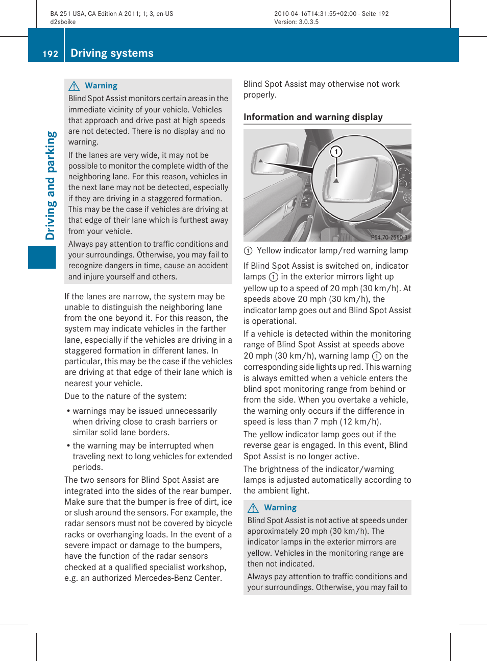 Driving and parking, Driving systems | Mercedes-Benz G-Class 2011 Owners Manual User Manual | Page 194 / 364