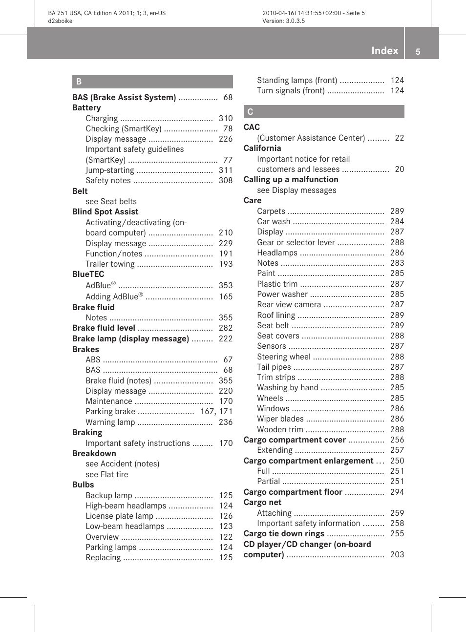 Index | Mercedes-Benz G-Class 2011 Owners Manual User Manual | Page 7 / 364