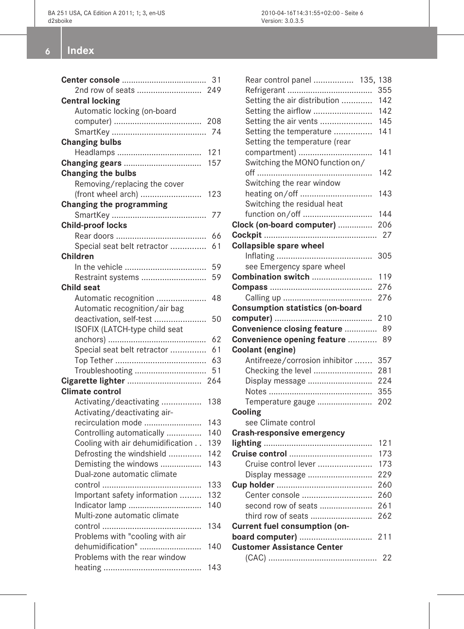 Index | Mercedes-Benz G-Class 2011 Owners Manual User Manual | Page 8 / 364